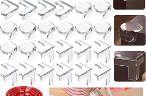 Baby Proofing Corner Protector Clear Edge Protector Strip Silicone Soft Baby Proof Edge Guards for Child Safety Baby Head Protector for Table, Cabinets, Sinks（4m Protector Strip and 30 pcs Corners)- 20% Off
