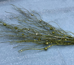 Green glitter branch pick with beads and 18″ stem- 50% Off