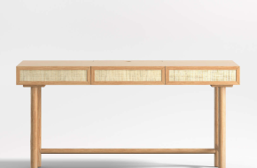 Emmer 60″ Natural Oak Desk with Outlet- 22% Off