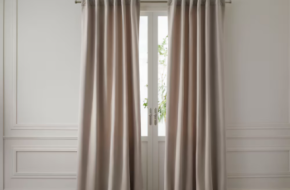 GlucksteinElements Velvet Room Darkening Dual Header Polyester Window Drapery Curtain Panel – 50-inch W x 95-inch L in Beige- 27% Off