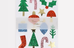 Meri Meri Christmas Icons Chunky Glitter Stickers- 30% Off