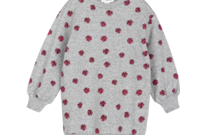 Miles Label Miles Sweater Dress Rose Print Heather Grey- 26% Off